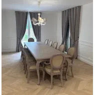 Table de repas LOUIS XV - Plateau chêne effet parquet - Sur mesure