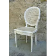 Chaise cannée blanche MONTMAJOUR - Coup de Soleil Mobilier