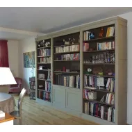 Bibliothèque bois massif grise LISA - Coup de Soleil Mobilier