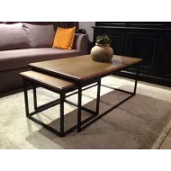 Table basse gigogne fer  et chêne Hugo - Coup de Soleil Mobilier