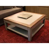 Table basse carrée grise LISA - Coup de Soleil Mobilier