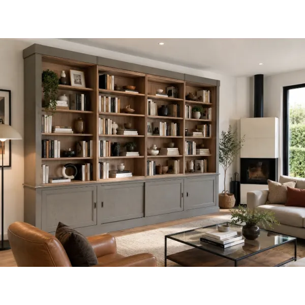 GRANDE BIBLIOTHEQUE - MEUBLE TV COULISSANT