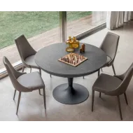 Table ronde pied central tulipe extensible