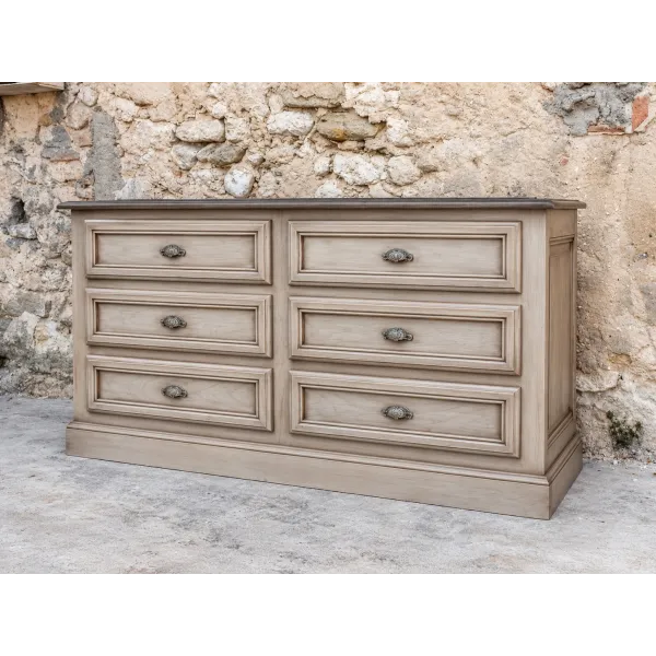 COMMODE PROVENÇALE A TIROIRS EN CHÊNE PATINÉ