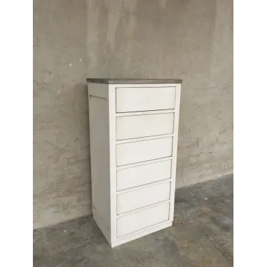Semainier blanc patiné LISA - Coup de Soleil Mobilier