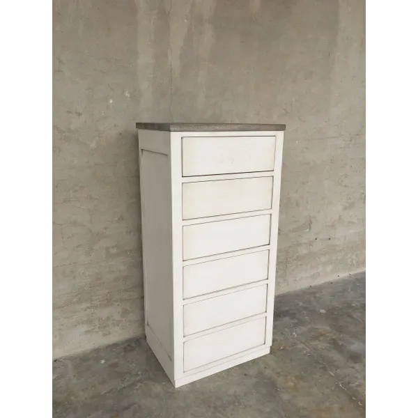 Semainier blanc patiné LISA - Coup de Soleil Mobilier