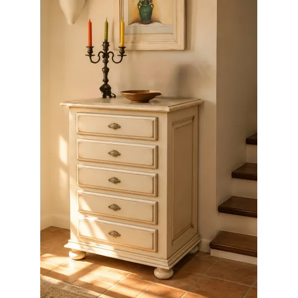 Chiffonnier blanc patiné Cigale - Coup de Soleil Mobilier