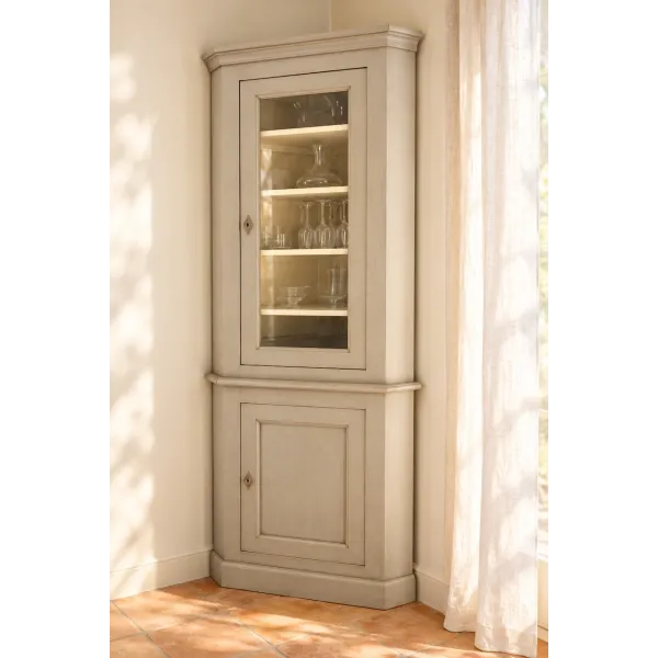 Meuble d'angle  provençal patiné RIALTO - Coup de Soleil Mobilier